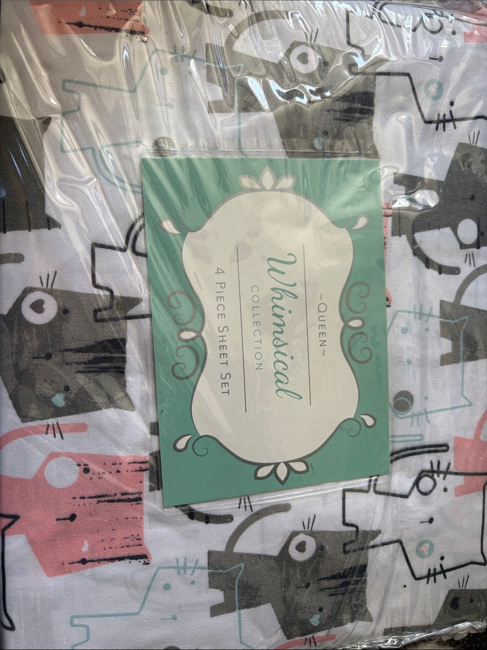 New kitty cat print queen size sheet set